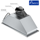 Awoco RH-BQ 11-3/4"D Built-in Insert Stainless Steel Range Hood for Wood Hoods, 4 Speeds, 6” Round Top Vent, 600CFM, LED Lights