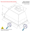 Awoco RH-BQ-X 18.5” Depth Ducted Built-in/Insert Stainless Steel Range Hood, 4-Speed, 700 CFM, LED Lights, Baffle Filters for Wood Hood