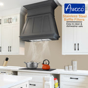 Awoco RH-IT06-M 14-1/2"D Super Quiet Split Insert Stainless Steel Range Hood, 4 Speeds with a 6" Blower Unit, 800CFM, LED Lights