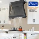 Awoco RH-IT06-M 14-1/2"D Super Quiet Split Insert Stainless Steel Range Hood, 4 Speeds with a 6" Blower Unit, 800CFM, LED Lights
