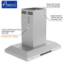 RH-WQ-36 Island Range Hood with 2 pieces of Chimney 20 inch to 38 inch