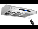 Awoco RH-S10-S Under Cabinet Supreme 7” High Stainless Steel Range Hood, 4 Speeds, 8” Round Top Vent, 1000CFM, with Remote Control