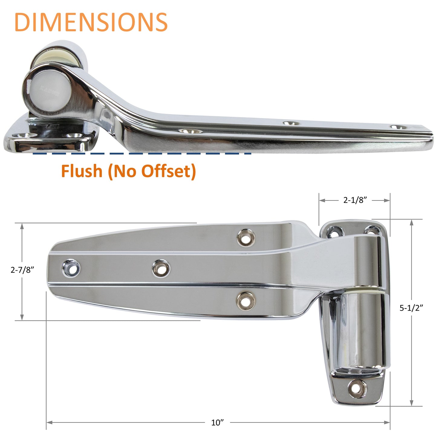 KASON 1245 Reversible Cam-Rise Walk-in Hinge Chrome Finish for Freezer/Cooler/Refrigerator