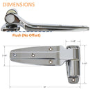 KASON 1245 Reversible Cam-Rise Walk-in Hinge Chrome Finish for Freezer/Cooler/Refrigerator