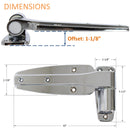 KASON 1245 Reversible Cam-Rise Walk-in Hinge Chrome Finish for Freezer/Cooler/Refrigerator