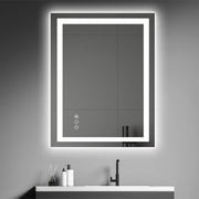 Awoco LED Bathroom Mirror with Light, Lighted Vanity Mirror with Backlit and Front Light, Dimmable Anti-Fog Memory Function Lighted Mirror with 3 Colors for Bathroom Wall