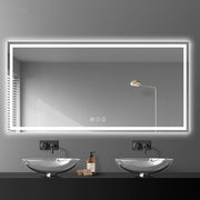 Awoco LED Bathroom Mirror with Light, Lighted Vanity Mirror with Backlit and Front Light, Dimmable Anti-Fog Memory Function Lighted Mirror with 3 Colors for Bathroom Wall