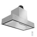 Awoco RH-BQ-CR Flush Ceiling Mount Insert Island Range Hood, Stainless Steel 4 Speeds 700 CFM, 6” Round Vent LED Lights Remote Control