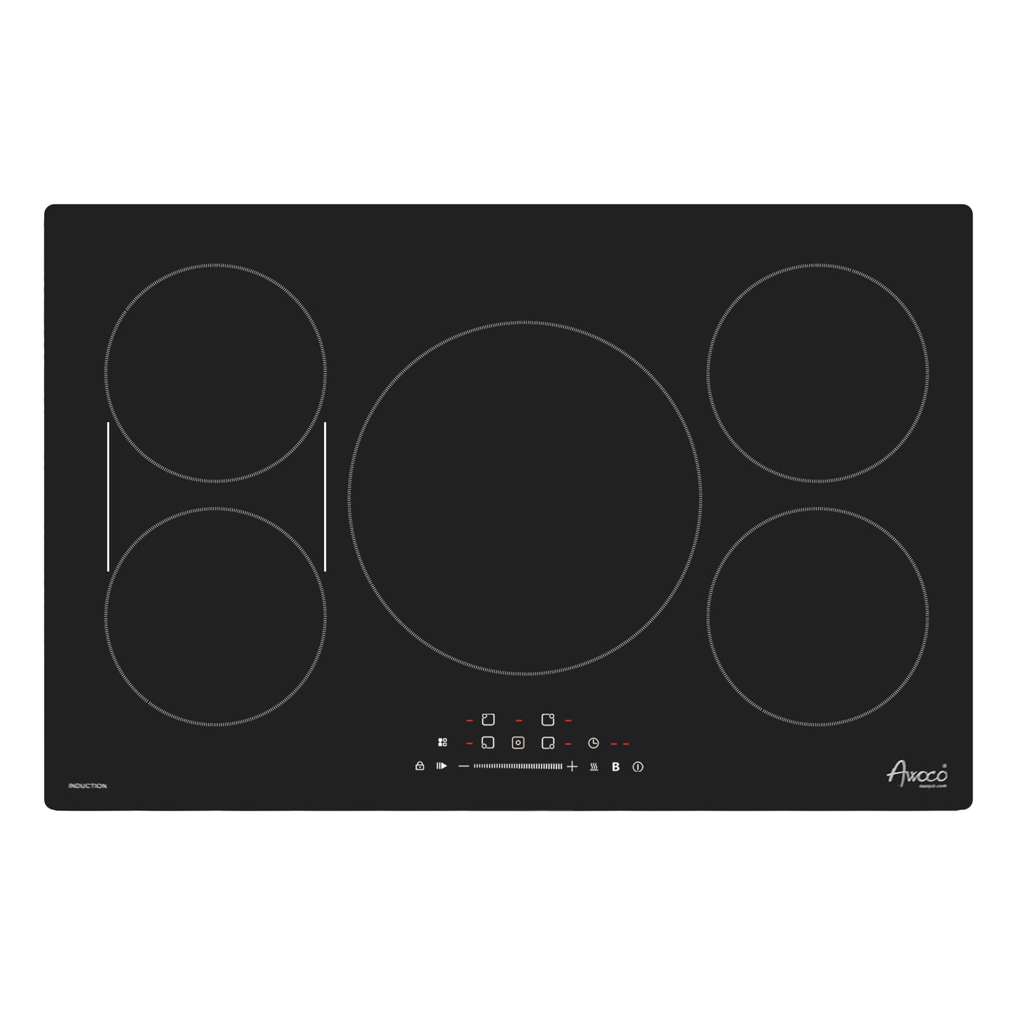 Awoco Induction Cooktop, built in induction Stove Top, Electric Cooktop with Boost Burners with 9 power level, Residual Heat Indicator, child safety lock, 220-240V with hard wire