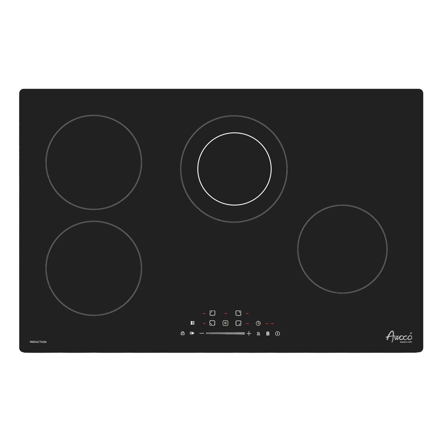 Awoco Ceramic Cooktop, Electric Stove with Burners with hard wire, 9 Power Levels Digital Timer Child Lock, Residual Heat Indicator, Automatic Shut-Off Easy Clean Touch Panel, 220-240V