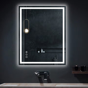 Awoco LED Bathroom Mirror with Light, Lighted Vanity Mirror with Backlit and Front Light, Dimmable Anti-Fog Memory Function Lighted Mirror with 3 Colors for Bathroom Wall