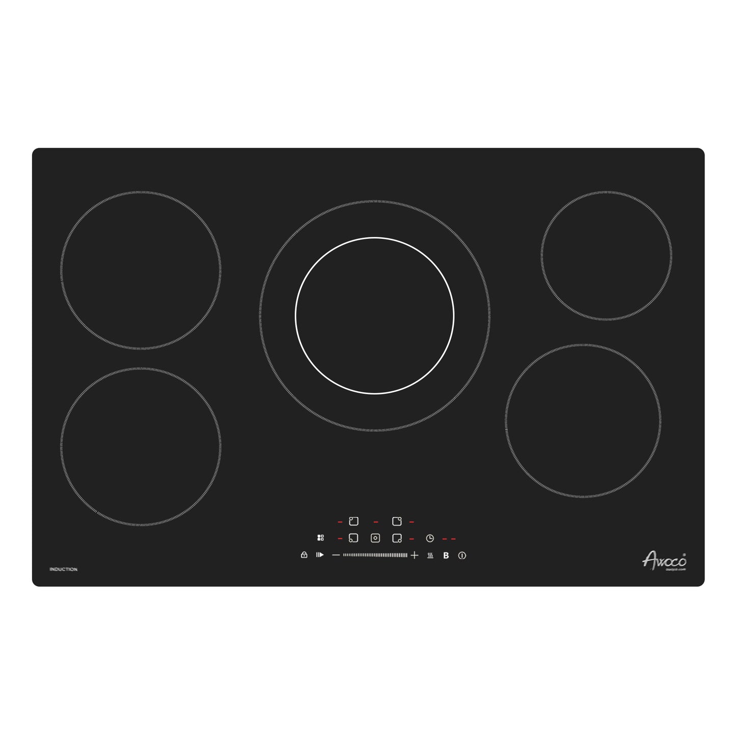 Awoco Ceramic Cooktop, Electric Stove with Burners with hard wire, 9 Power Levels Digital Timer Child Lock, Residual Heat Indicator, Automatic Shut-Off Easy Clean Touch Panel, 220-240V