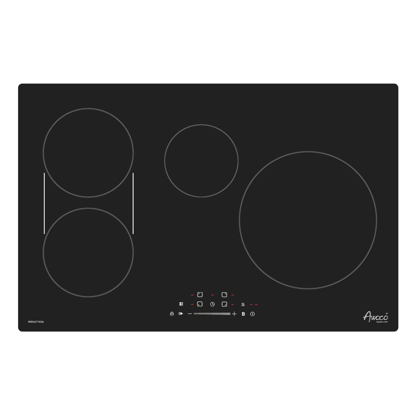 Awoco Induction Cooktop, built in induction Stove Top, Electric Cooktop with Boost Burners with 9 power level, Residual Heat Indicator, child safety lock, 220-240V with hard wire