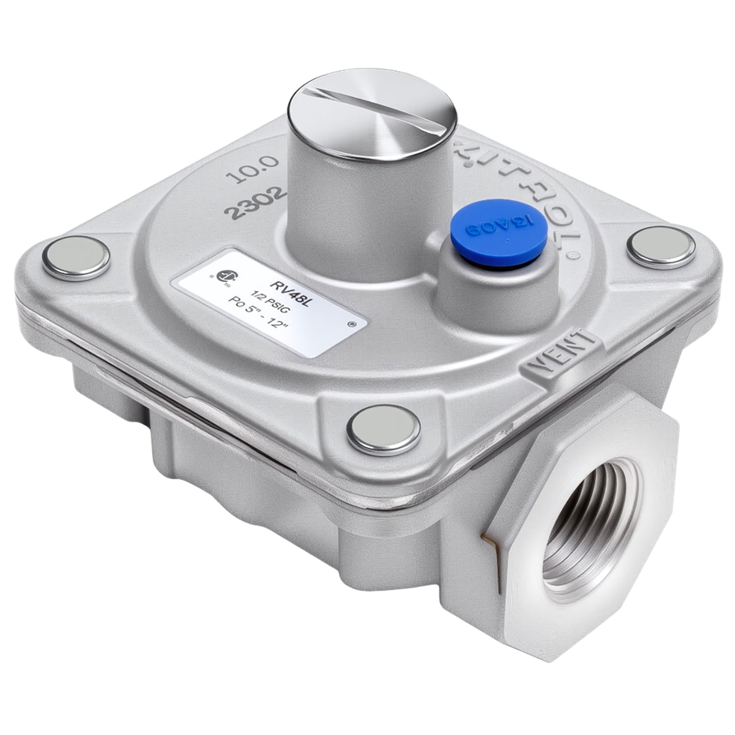 Maxitrol RV48L Liquid Propane Gas Pressure Regulator, 1/2" NPT Thread, 3/4" In and Out Opening, 1/2 PSIG In, 5"- 12" WC Out, CSA Certified