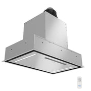 Awoco RH-BQ-CR Flush Ceiling Mount Insert Island Range Hood, Stainless Steel 4 Speeds 700 CFM, 6” Round Vent LED Lights Remote Control