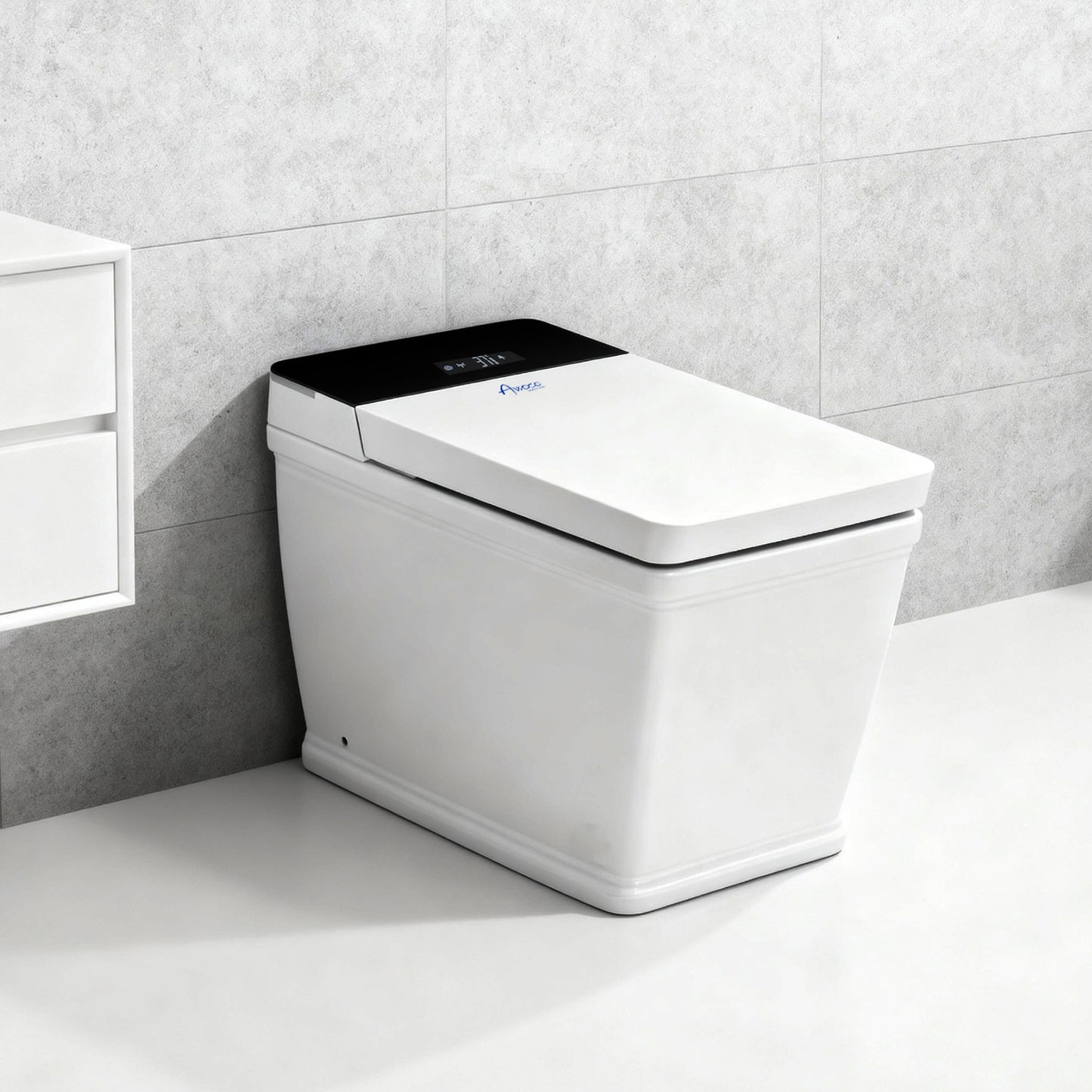 Awoco Smart Bidet Toilet, Smart Bidet with Toilet Built in, Heated Seat, Auto Open & Close Lid Seat, Foot Sensor Operation, Auto Flush, Warm Water & Dryer, Remote Control, LED Display (White)