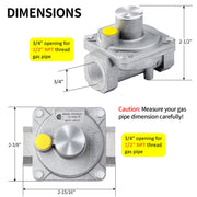 BurnTouch 7010-5010 Gas Regulator 1/2 PSIG 1/2" NPT Natural Gas and Liquid Propane NAT 5" - LPG 10" WC