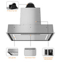 Awoco RH-BQ-CR Flush Ceiling Mount Insert Island Range Hood, Stainless Steel 4 Speeds 650 CFM, 6” Round Vent LED Lights Remote Control