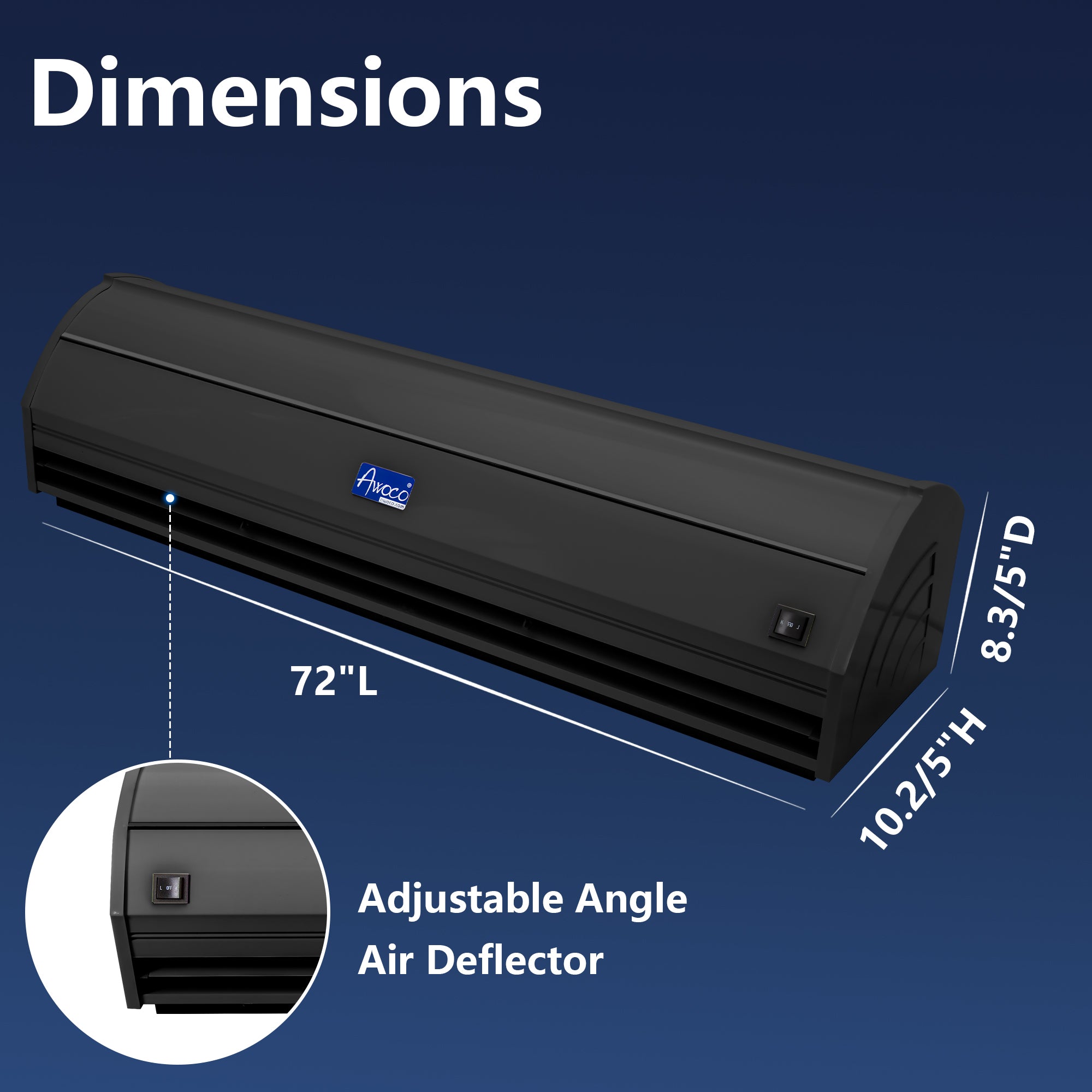 Awoco FM35-BLK Black Elegant 2 Speeds Air Curtain, UL Certified, 120V