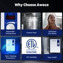 Awoco Electric Tankless Water Heater, 208-240V Adjustable Instant Heat Water Heater with Digital Temperature Display, Easy Install for Residential Whole Shower