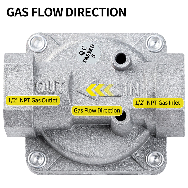 BurnTouch 7010-5010 Gas Regulator 1/2 PSIG 1/2" NPT Natural Gas and Liquid Propane NAT 5" - LPG 10" WC