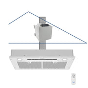 Awoco RH-IT08-R Ceiling Mount 14-1/2”D Super Quiet Split Stainless Steel Range Hood, 4-Speed, 1000 CFM, Mesh Filters, Remote Control with 8” Blower