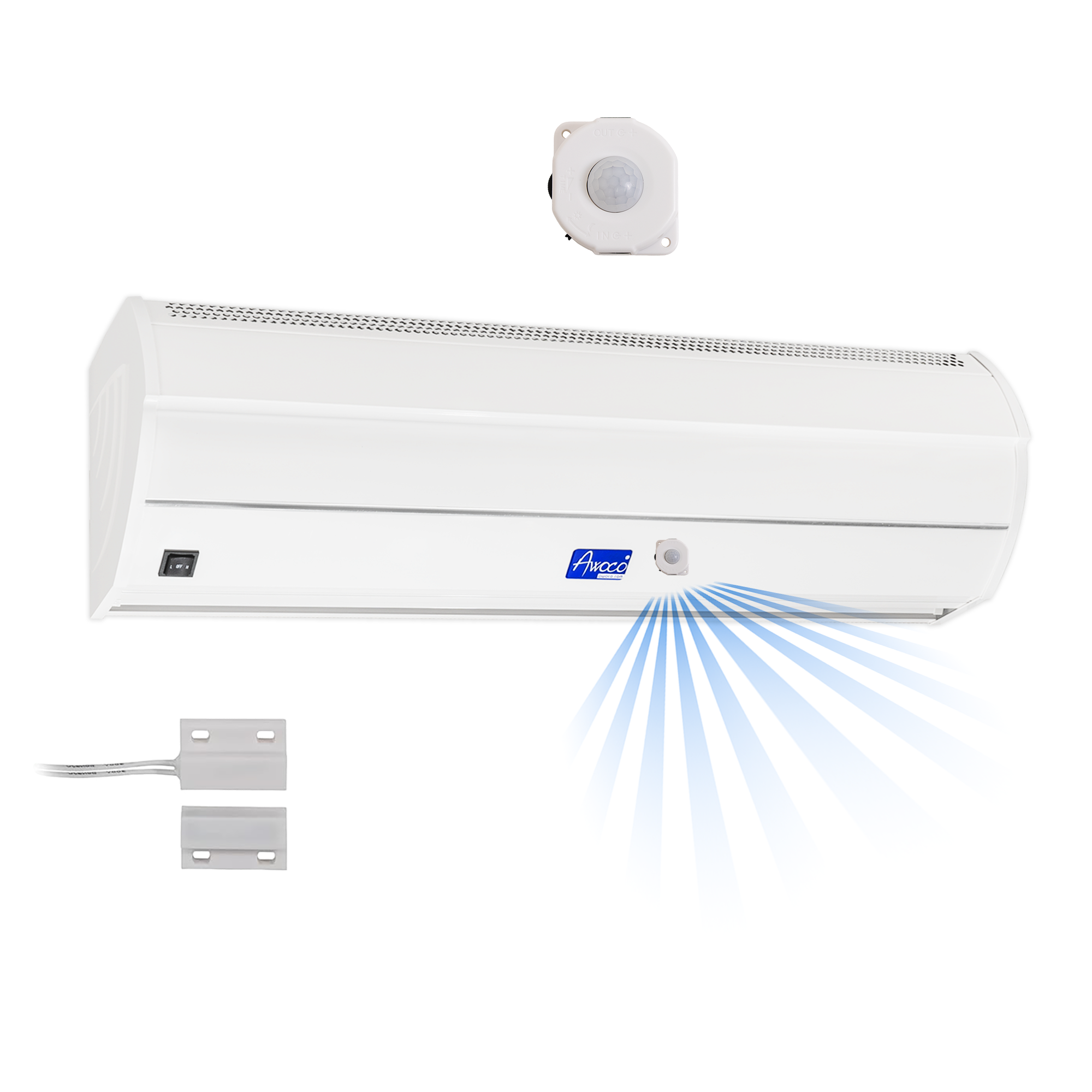 Awoco FM35-MSD Early Turn On Elegant 2 Speed Air Curtain, UL Certified, 120V Unheated with Magnetic Switch & Motion Sensor Detection