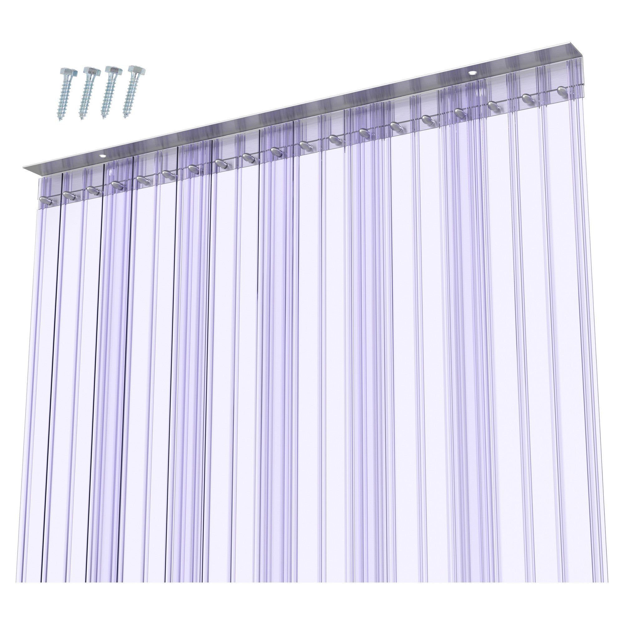 Aleco 0.198" Max Thick at Ribs, 0.08" Core Thick Cooler Strip Curtain Door Kit with Aluminum MaxBullet Mounting Hardware, 8" Ribbed Scratch-Resistant Vinyl Strip Curtain, Made in USA