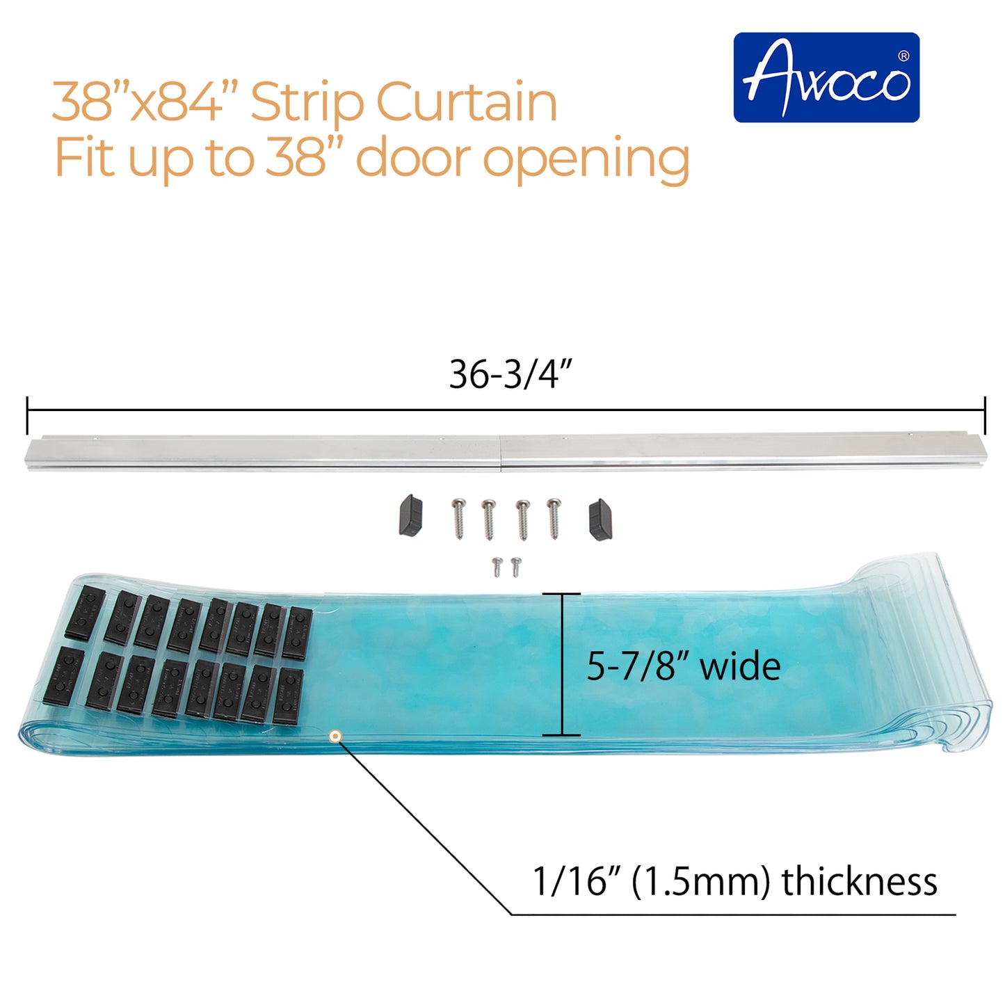 38" x 84" Vinyl Strip Climate Control Curtain Kit, Slide-in Strips Perfect for Freezers, Coolers and Warehouse Doors NSF Approved