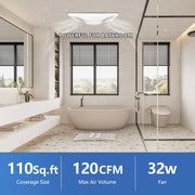 Awoco Bathroom Exhaust Fan with LED Light, Ultra-Quiet 0.9 Sone, Bathroom Ceiling Fan with duct size 6 Inch, ETL Certified Ventilation Fan