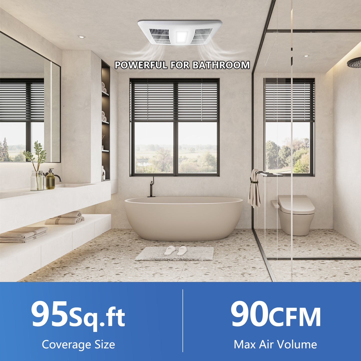 Awoco Bathroom Exhaust Fan with LED Light, Ultra-Quiet, Bathroom Ceiling Fan, Energy Star-Certified Ventilation Fan