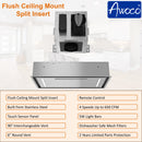 Awoco RH-IT06-CR Flush Ceiling Mount Split Insert Range Hood, Stainless Steel 4 Speeds 650 CFM, 6” Round Vent LED Lights Remote Control