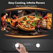 Awoco 24” Built-in Electric Oven, 2.37 Cu ft. Single Wall Oven with 9 Cooking Modes, 360° Rotating Rotisserie, 3440W, Mechanical Knobs Control, LCD Display, Timer, Stainless Steel Wall Oven for Kitchen