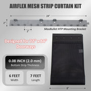 Aleco AirFlex Mesh Strip Curtain Kit, Black – Insect Barrier with 8" PVC-Coated Polyester Mesh Strips & MaxBullet Mounting – Allows Airflow, Blocks Bugs