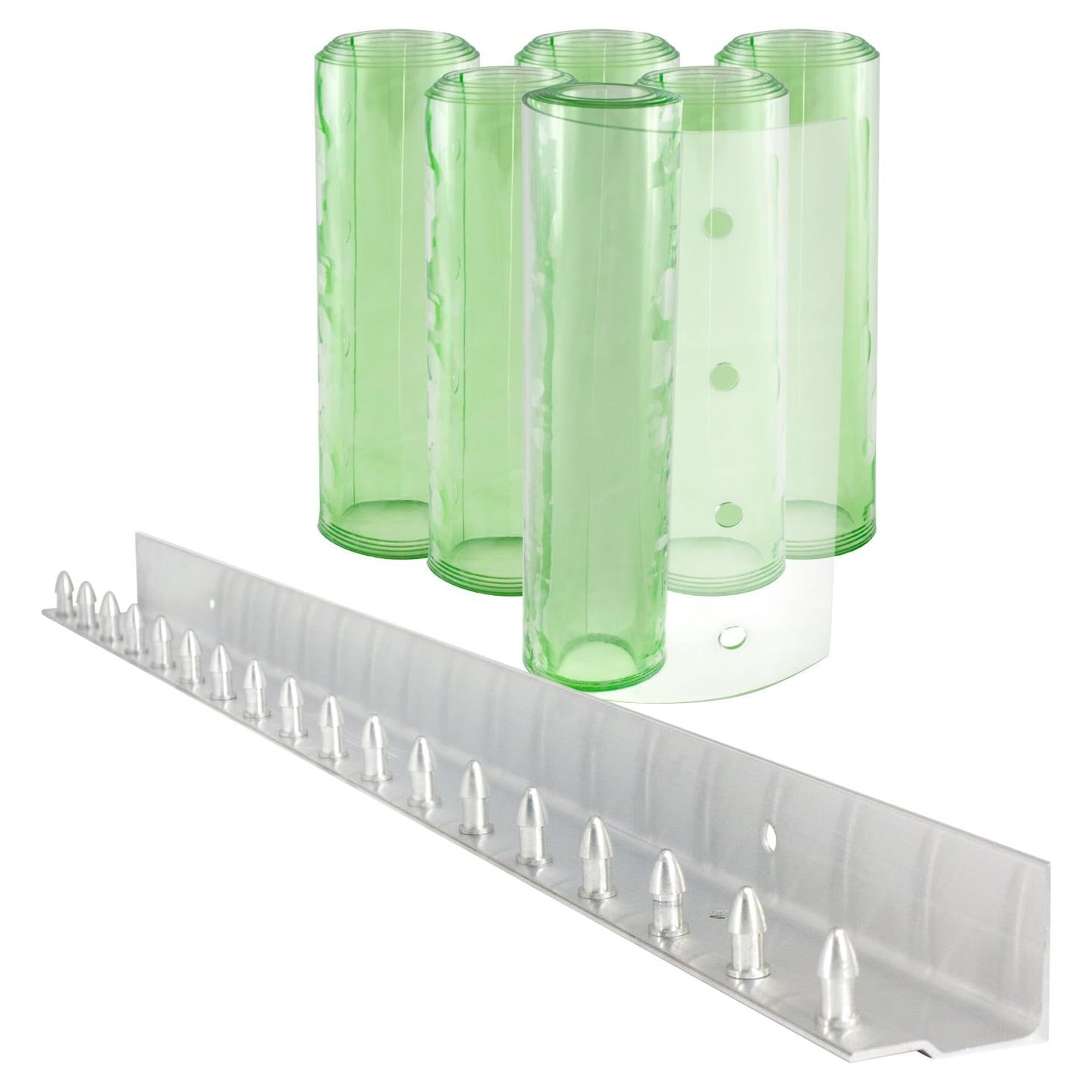 Aleco Clear-Flex Vinyl Strip 36"W x 84"H x 0.08" Thick with MaxBullet Aluminum Mounting Hareware, 8" Anti-Static Vinyl Strip Curtain Material, Smooth Clear for Clean Rooms and Assembly Areas
