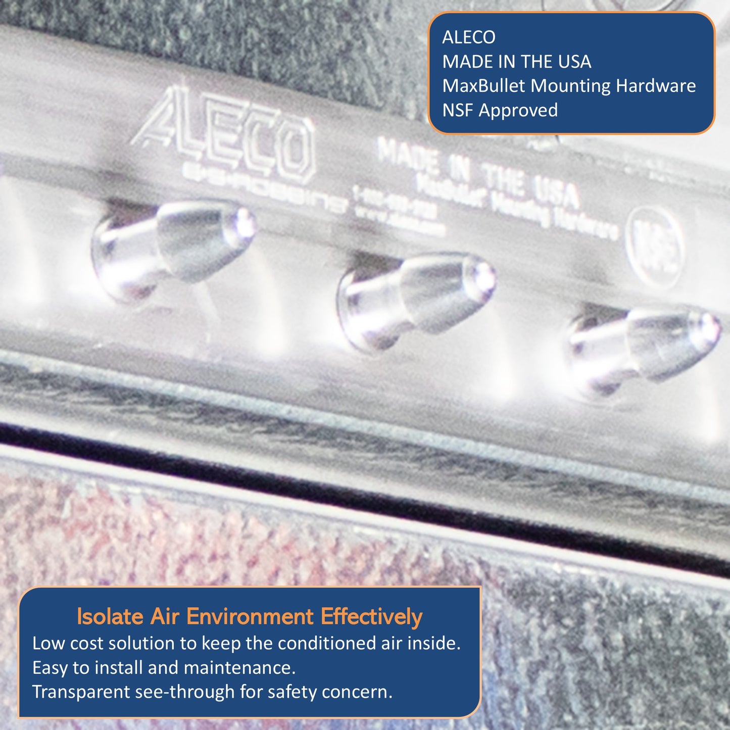 Aleco 40"W x 84"H Clear-Flex II Low-Temp Reinforced Freezer Strip Curtain Door Kit with Aluminum MaxBullet Mounting Hareware NSF/USDA  7 pcs 8" x 84" x 0.08" Vinyl Curtain Strips, -40°F Flexible