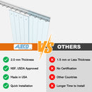 Aleco 40"W x 84"H Clear-Flex II Low-Temp Reinforced Freezer Strip Curtain Door Kit with Aluminum MaxBullet Mounting Hareware NSF/USDA  7 pcs 8" x 84" x 0.08" Vinyl Curtain Strips, -40°F Flexible