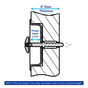 Kason 486C Wide Recessed Inside Release Handle, 1-1/4" Plunger Push Rod for Thick Door of Walk-in Coolers and Freezers