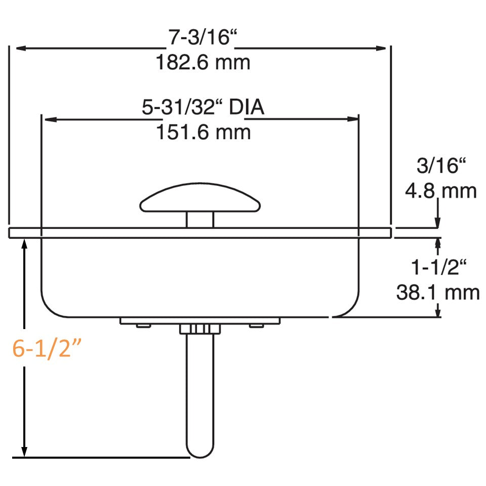 Kason 486C Wide Recessed Inside Release Handle, 1-1/4" Plunger Push Rod for Thick Door of Walk-in Coolers and Freezers