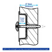 Kason 486C Wide Recessed Inside Release Handle, 1-1/4" Plunger Push Rod for Thick Door of Walk-in Coolers and Freezers