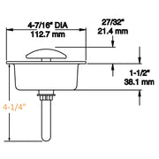 Kason 489A Narrow Recessed Inside Release Handle, 1-11/16" Plunger Push Rod for Thick Door of Walk-in Coolers and Freezers