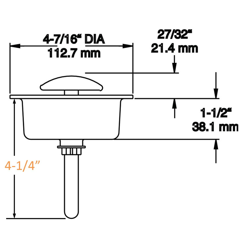 Kason 489A Narrow Recessed Inside Release Handle, 1-11/16" Plunger Push Rod for Thick Door of Walk-in Coolers and Freezers