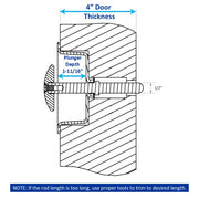 Kason 489A Narrow Recessed Inside Release Handle, 1-11/16" Plunger Push Rod for Thick Door of Walk-in Coolers and Freezers