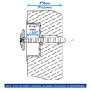 Kason 489A Narrow Recessed Inside Release Handle, 1-11/16" Plunger Push Rod for Thick Door of Walk-in Coolers and Freezers