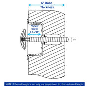 Kason 489A Narrow Recessed Inside Release Handle, 1-11/16" Plunger Push Rod for Thick Door of Walk-in Coolers and Freezers