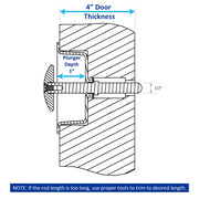 Kason 489C Narrow Recessed Inside Release Handle, 1" Plunger Push Rod for Thick Door of Walk-in Coolers and Freezers