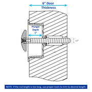 Kason 489C Narrow Recessed Inside Release Handle, 1" Plunger Push Rod for Thick Door of Walk-in Coolers and Freezers
