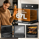 Awoco 24” Built-in Electric Oven, 2.37 Cu ft. Single Wall Oven with 9 Cooking Modes, 360° Rotating Rotisserie, 3440W, Mechanical Knobs Control, LCD Display, Timer, Stainless Steel Wall Oven for Kitchen