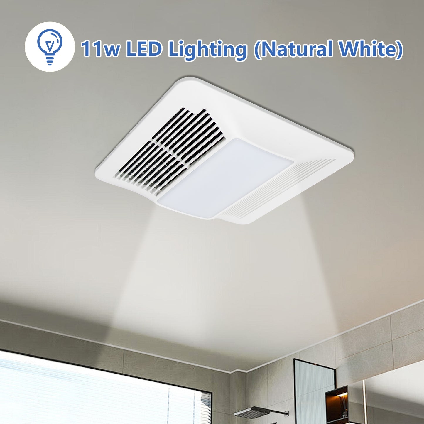 Awoco Bathroom Exhaust Fan with LED Light, Ultra-Quiet 0.9 Sone, Bathroom Ceiling Fan with duct size 6 Inch, ETL Certified Ventilation Fan