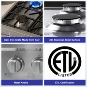 Awoco Professional 36” Stainless Steel NG / LPG Convertible Gas Rangetop with 6 Sealed Burners